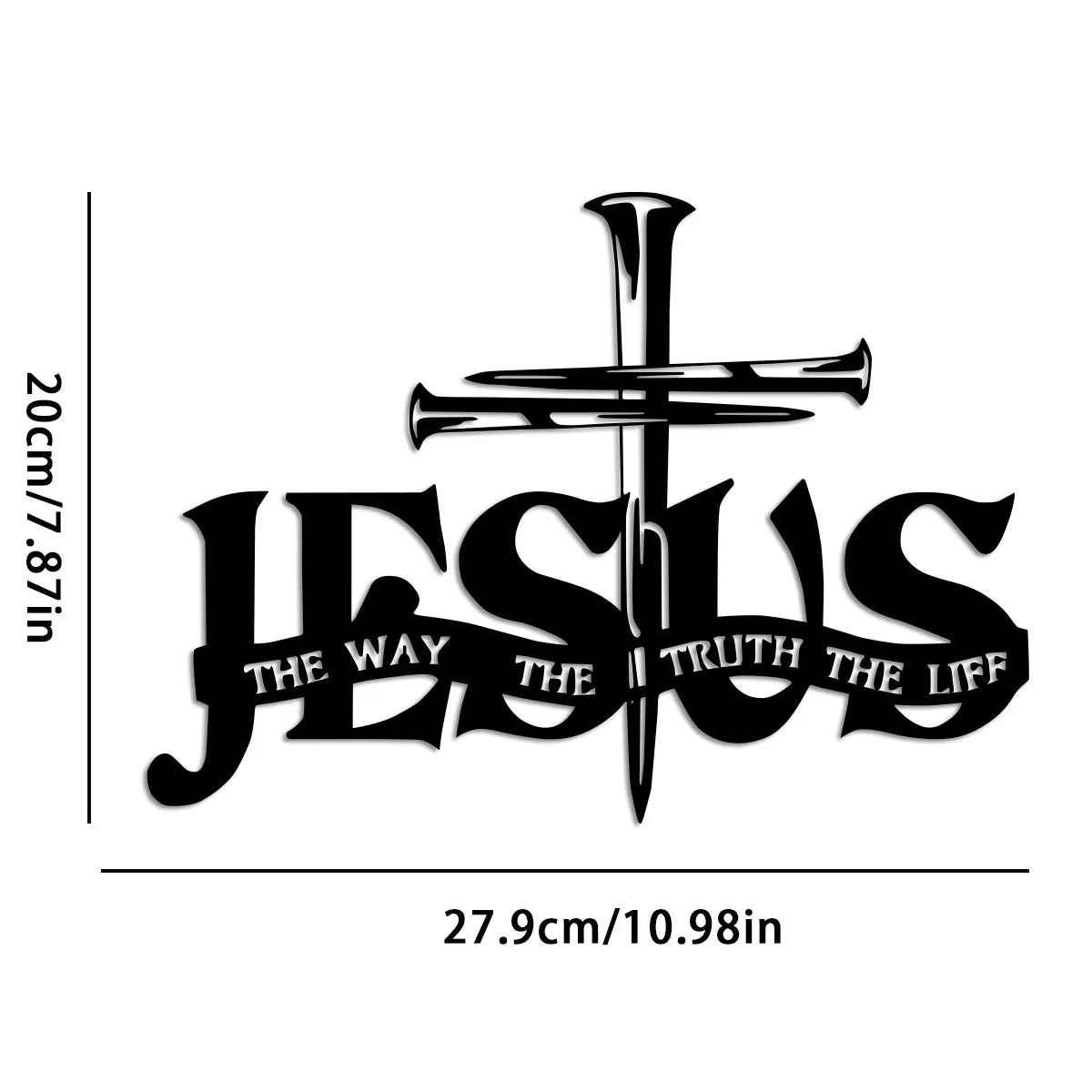 Décoration murale en métal du nom de Jésus avec Croix