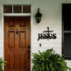 Décoration murale en métal du nom de Jésus avec Croix