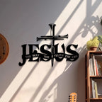 Décoration murale en métal du nom de Jésus avec Croix