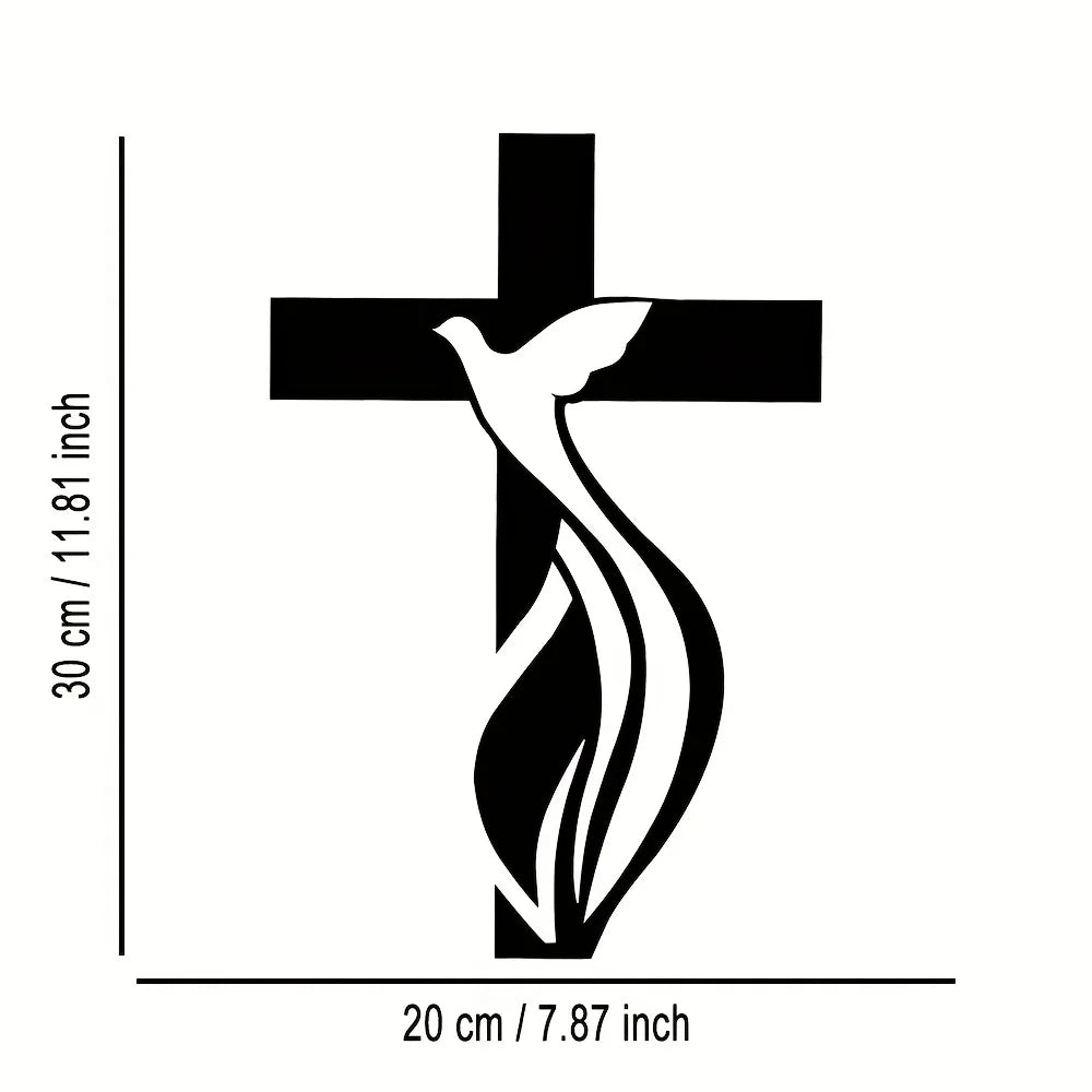 Croix murale élégante en métal avec colombe